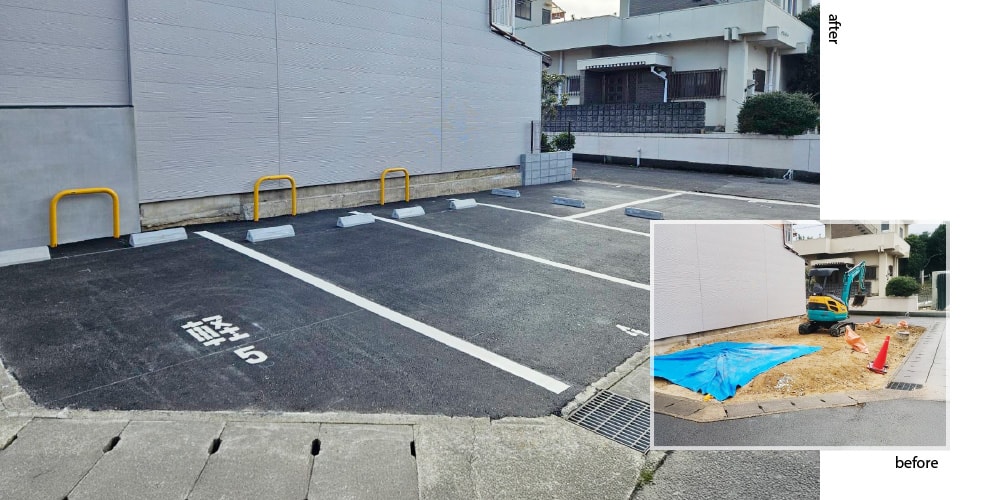 バリアフリー対応工事（施工中・施工後の比較画像）