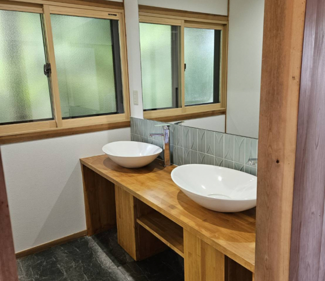 美山古民家改修工事 洗面